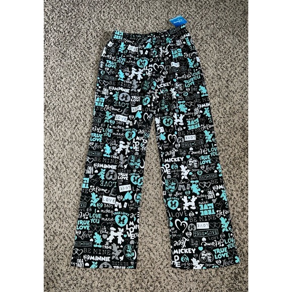 NWT Disney Women's Black Mickey & Minnie‎ True Love Pajama Pants Size Medium - Picture 1 of 8